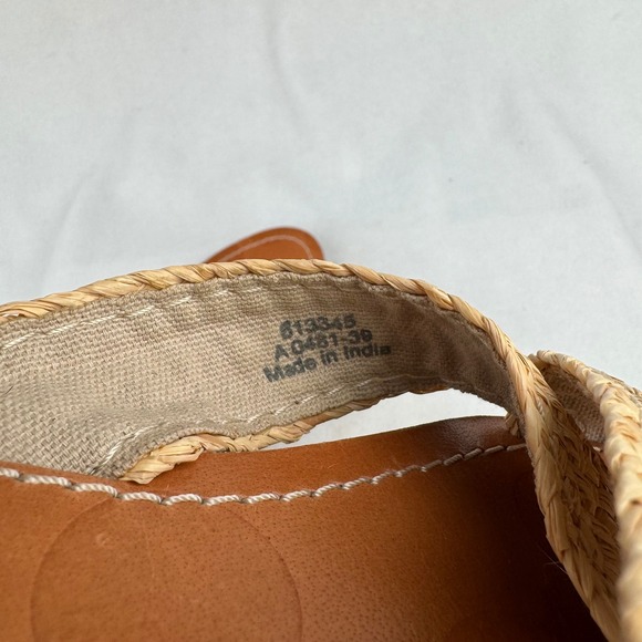 Boden Raffia Criss Cross Sandals Tan Brown Leather Womens Size 39 US 8.5 - Picture 6 of 7
